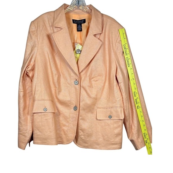 NWT Dialogue Linen Jacket, Peach, Plus Size 1X - Picture 5 of 10